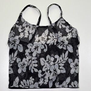 Freya Black Mesh Floral Print Cropped Cami Top - Size S